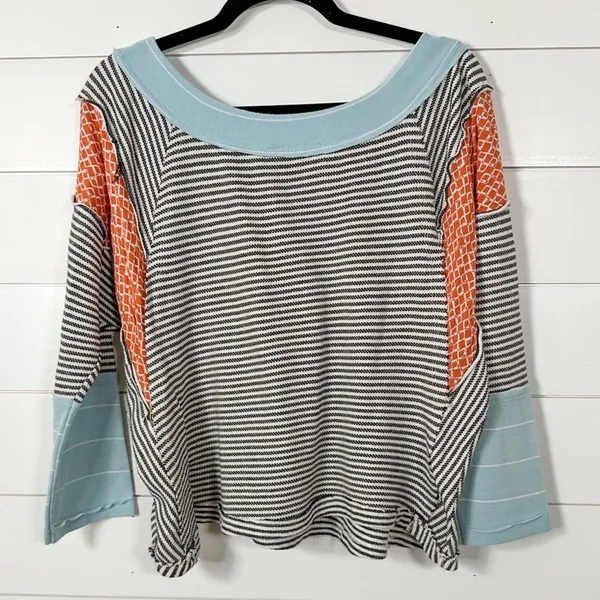 Ces Femme Striped Patchwork Print Long Sleeve Knit Top, EUC, Size Small - Image 10