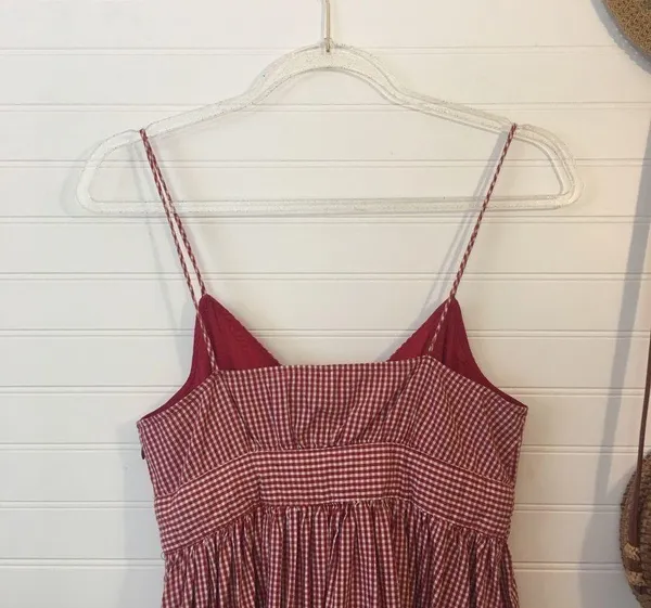 Alexandra Bartlett Gingham Cotton Midi Dress​ Red Size 2 - Image 5