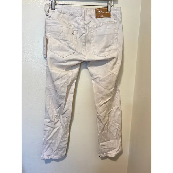 NWT One Teaspoon 26 Dirty White Trashed Freebirds Low Waist Straight Leg Jeans - Image 5