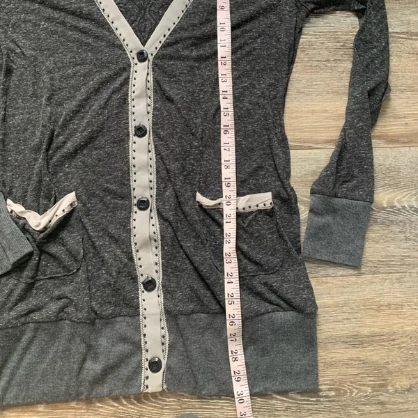 Miss Me Dark Gray Button Front Jewel Cardigan L - Image 5