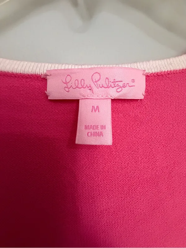 Lilly Pulitzer V-Neck Sweater in Hot Pink- Medium - Image 5