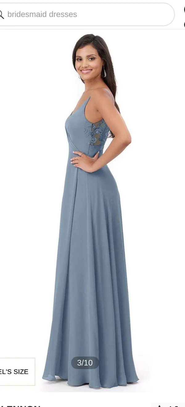 Azazie Lennon Dusty Blue Chiffon Dress - Image 3