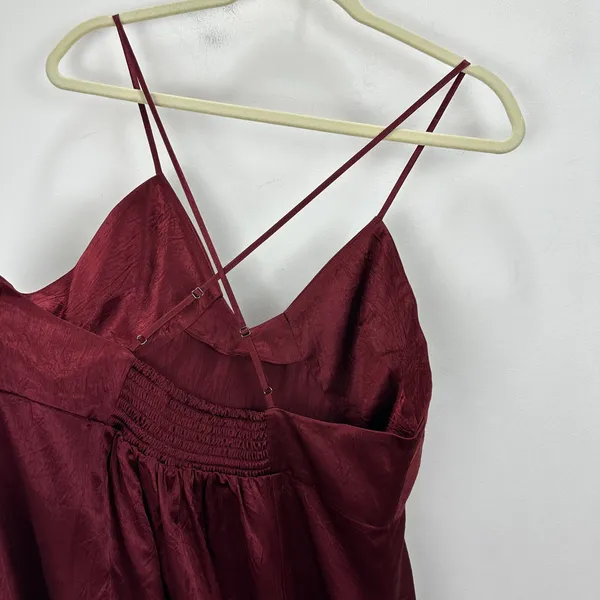 J.Crew Cross Back Dress Textured Satin Slip Burgundy Evening Formal US 14 NWT - Image 11