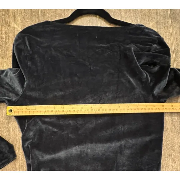 Abercrombie & Fitch Asymmetrical Black Velvet Mini Dress Long Sleeve Size XL - Image 6