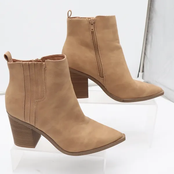Universal Thread Tan Pointed Toe Block Heel Ankle Boots Size 8.5 - Image 4
