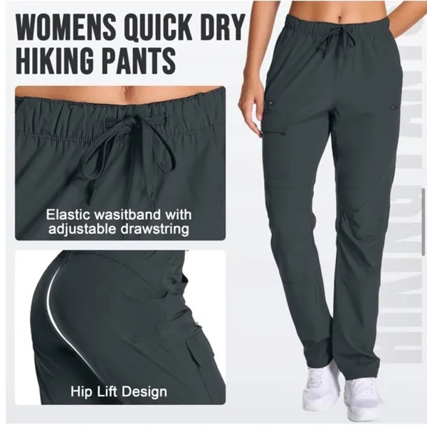 NWT ~ Women's Dark Gray UPF 50+ Quick Dry Breathable Hiking Cargo Pants ~ MEDIUM - Image 7