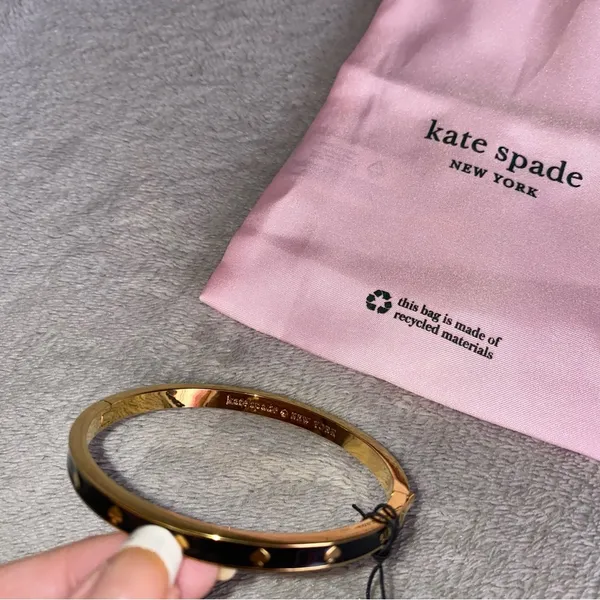 Kate Spade Enamel Gold Tone Spot The Spade Bangle Bracelet - Image 7