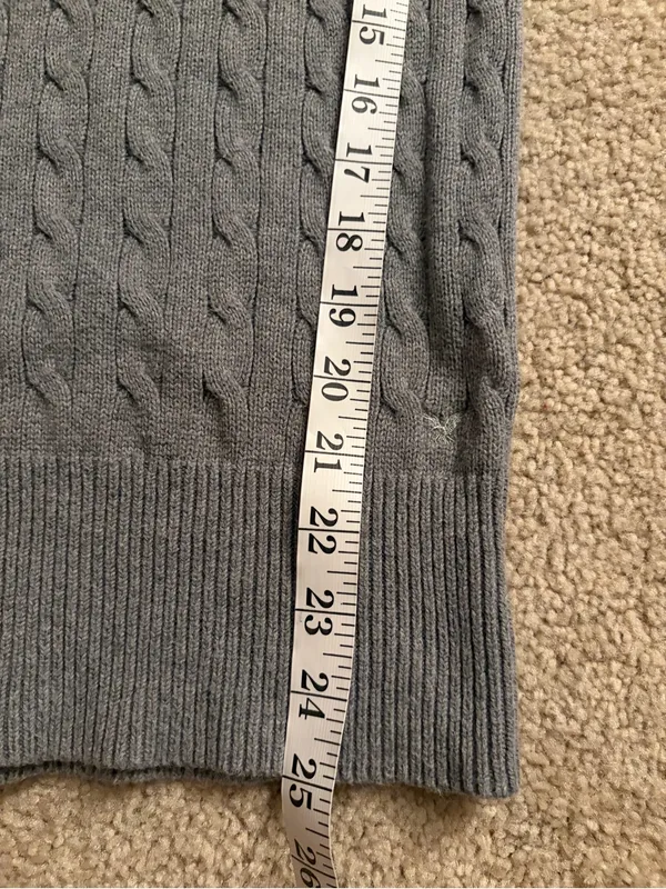 American Eagle y2k 90s 2000s grey long sleeve cable knit sweater size small - Image 13