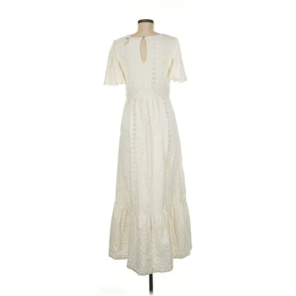 NWT Anthropologie Maeve Rochelle Eyelet Maxi in White Ivory Eyelet Dress M - Image 2