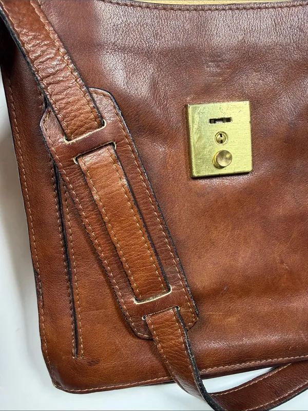 Guidi Vintage Brown Leather Crossbody Messenger Unisex Folio Work Bag - Image 10