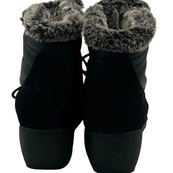 WEATHERPROOF Boots Women's Size 9 Black Linda Faux Fur Lace Up Snow Winter Shoes - Image 3