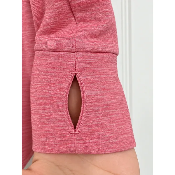 KUHL Pink Heather Hooded Pullover Tunic Sweatshirt Thumbholes Women's Small - Image 4