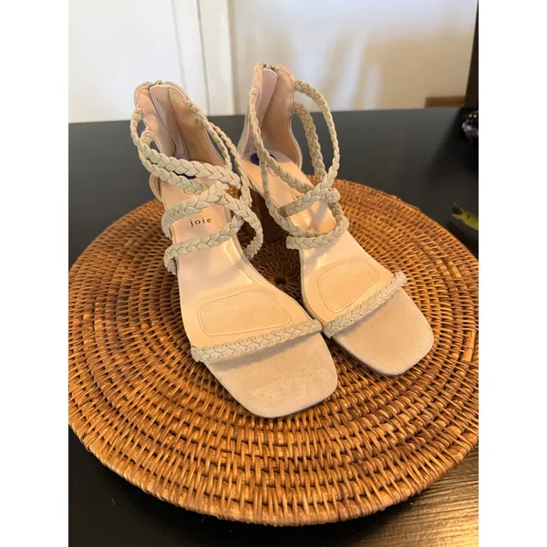 Joie Felina Braided Strappy Block Heel Sandals Sand Beige Square Toe‎ Size 8.5 - Image 5