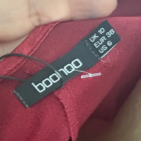 Boohoo Deep Red Satin Slip Dress - Image 2