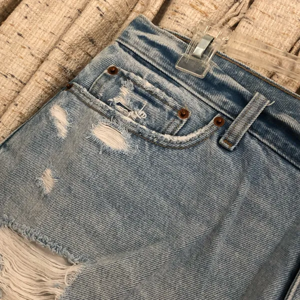 Abercrombie & Fitch Annie High Rise Distressed Denim Shorts - Image 4