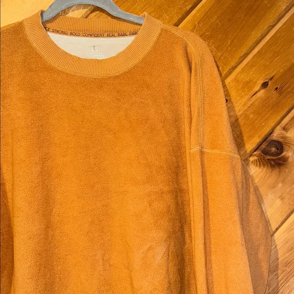 Aerie fuzzy light Sherpa crewneck mustard yellow crewneck sweatshirt - Image 3