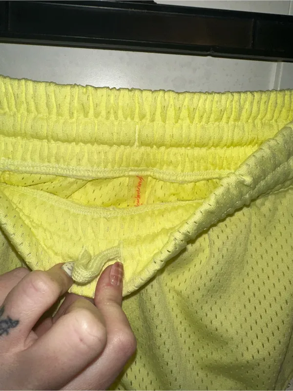 NWT FREE PEOPLE Movement Tip Off Shorts With Lace Trim - Sour Citrus $38MSRP - Image 4