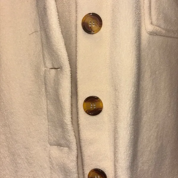Cream and Tan Button Up Oversized Shacket Size Large Brown - Image 5