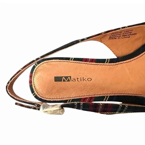 Matiko Lori Tartan Plaid Slingback Pointed Toe Flats Women’s 37 NIB Modern - Image 11