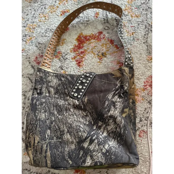 Mossy Oak Camo‎ Rhinestone Studded Shoulder Bag Western Camouflage Purse Bling - Image 2