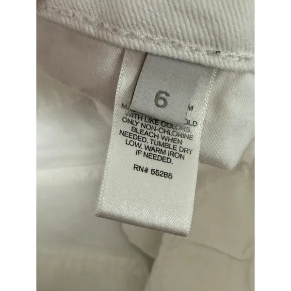 Express Shorts Women‎ 6 White Denim Cotton Blend Rolled Cuff Pockets - Image 6