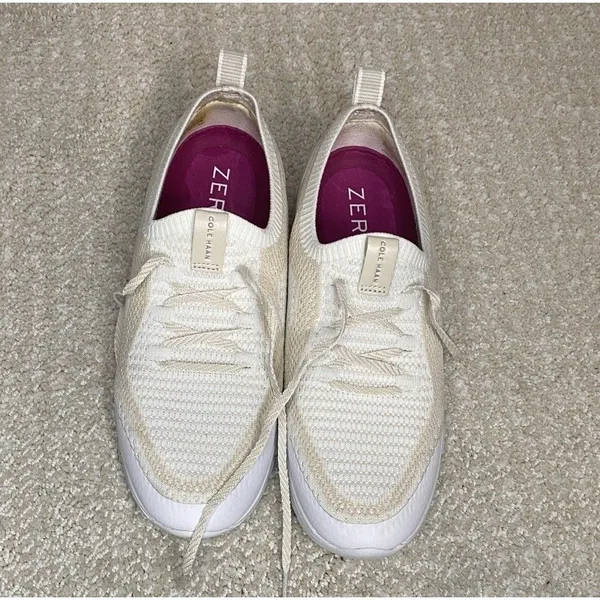 Cole Haan ZERØGRAND Men's White Beige Canvas Sneakers Size 7 B Lace Up - Image 13