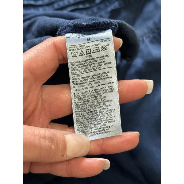 Old Navy Women Medium Dress‎ Blue Chambray Long Sleeve Loose Western Country - Image 7