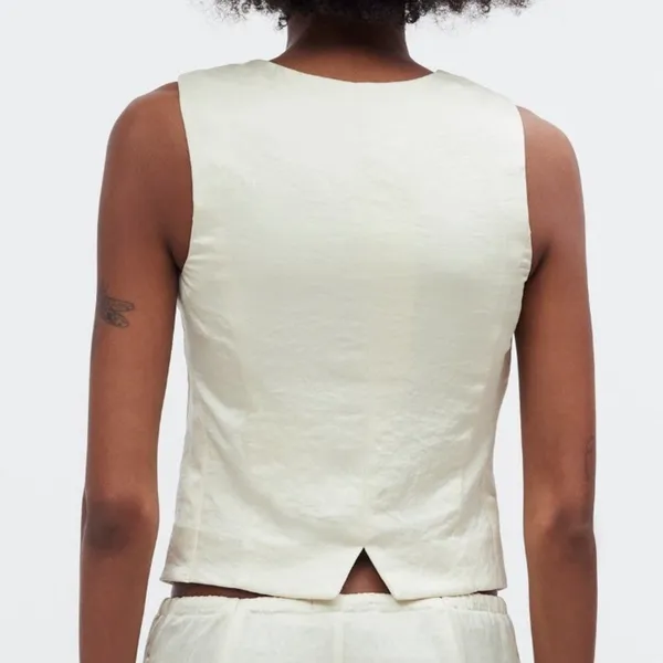Madewell Satin Vest Top, Ivory/Cake‎ Batter, Size 10, NWT - Image 2