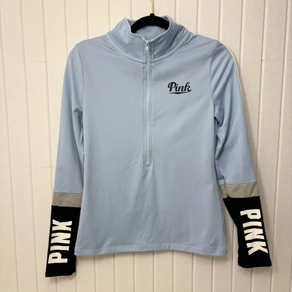 PINK Victoria's Secret ULTIMATE Sky Blue‎ Quarter-Zip Hoodie Size S - Image 4