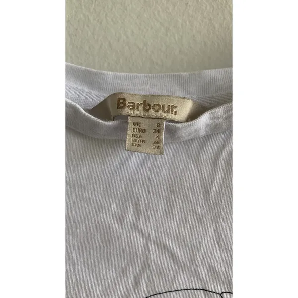 Barbour Womens White Pug Graphic T-Shirt Short Sleeve Crew Neck Size US 4 3825 - Image 3