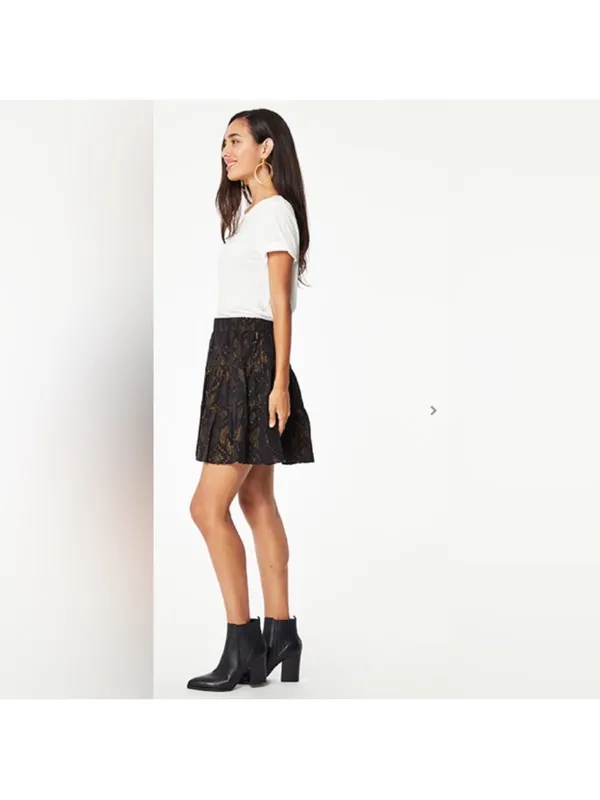 ROLLER RABBIT LUREX ASHTON SKIRT BLACK Gold Metallic Size‎ Small - Image 2