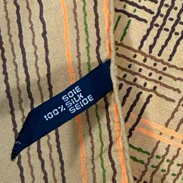 Vintage Christian Dior Silk Scarf 15” Square Geometric Brown Orange Made France - Image 4