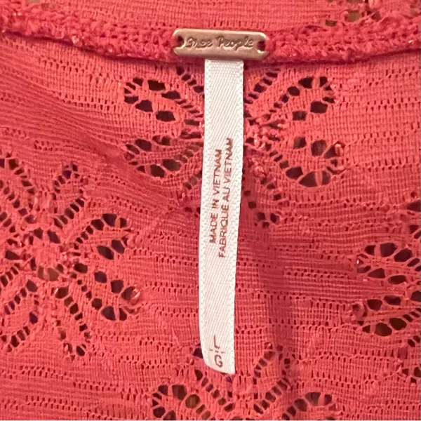 Free People Daisy Lace Godet‎ Fit & Flare Mini Dress Orange Persimmon Size Large - Image 15