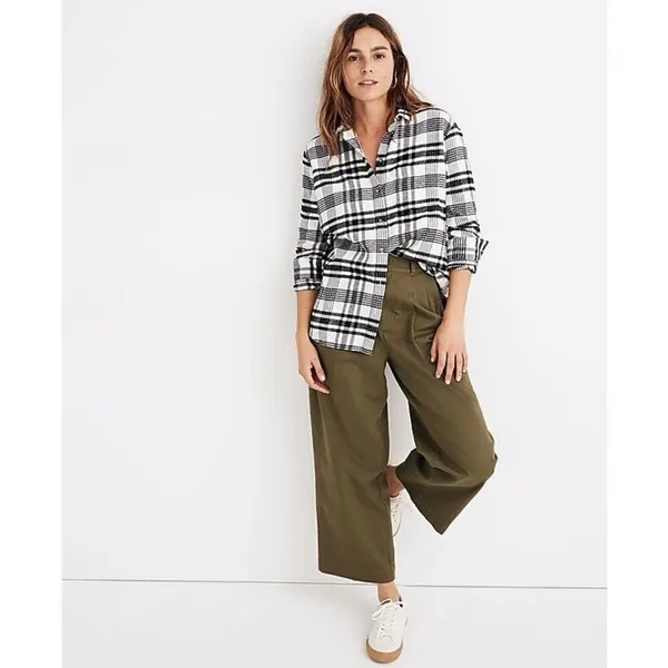 Madewell‎ Flannel Oversized Ex-Boyfriend Shirt Romana Plaid Small Button Down - Image 5