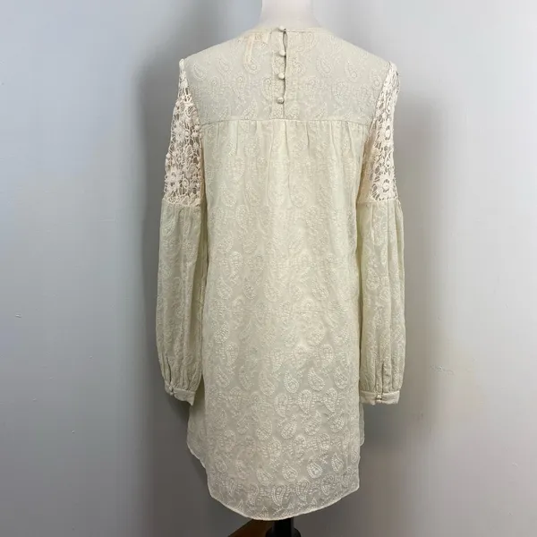Anthropologie Ivory Verb Josephine Boho Lace Tunic Long Sleeve Mini Dress Small - Image 7
