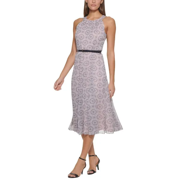 NWT Tommy Hilfiger Medallion Fit and Flare MIDI Dress Ballerina Pink / Multi 10 - Image 4