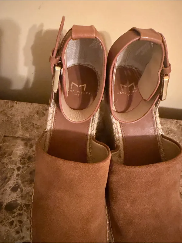 Marc Fisher Brown Suede Espadrille Wedge Sandals - Image 5