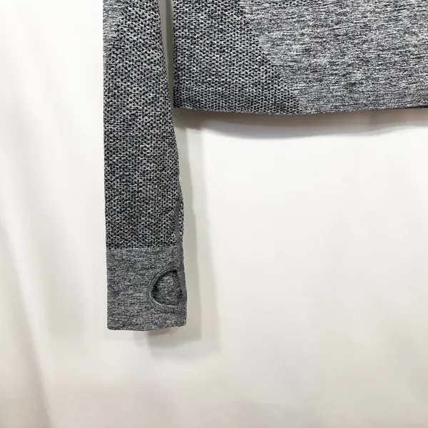 Seamless Workout‎ Set Gray Activewear Long Sleeve Crop Top Leggings TikTok 779 - Image 11