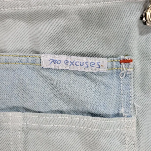 No Excuses Womens Overalls Cut Off Shorts S Blue Light‎ Wash Denim - Image 4