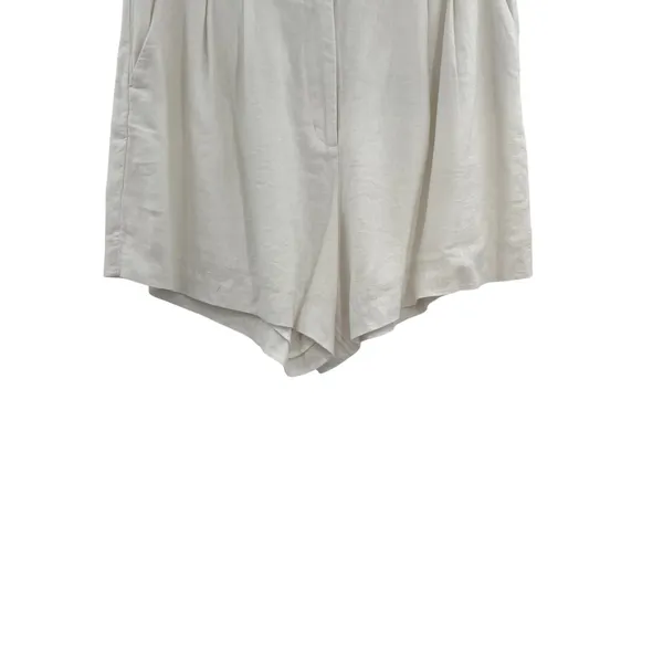 Abercrombie Sloane Tailored Shorts Linen Blend High Rise White Size 32‎ 14R - Image 3