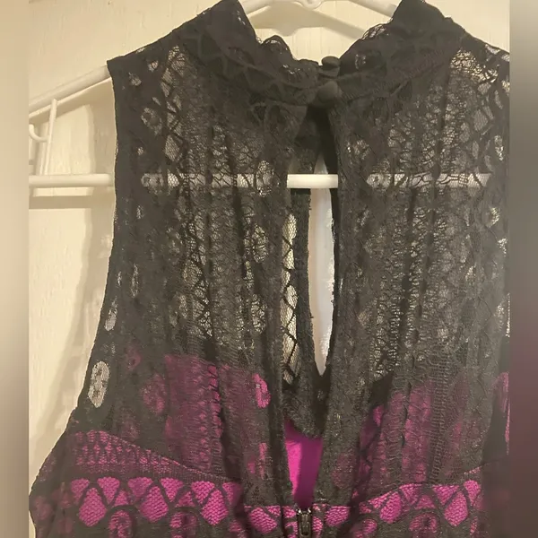 Fredrick’s Of Hollywood Sheer Purple Black Lace Maxi Dress Size Medium - Image 8