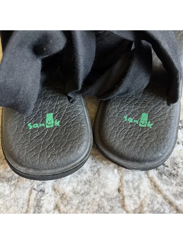 Sanuk Sandals Womens 8 Yoga Sling 2 Slingback Flip Flops SWS10001 Black Fabric - Image 7