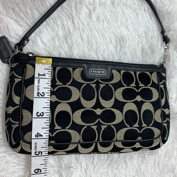 y2k COACH Black Signature Canvas Mini Purse Wristlet with Card Slots - Image 13