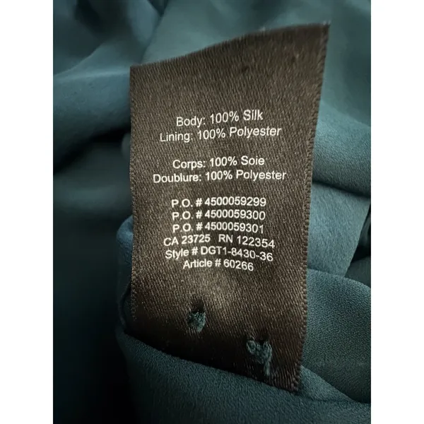 BABATON x ARITZIA Bennett 100% Silk Georgette Shirt Dress Teal XXS #GG2-4 - Image 5