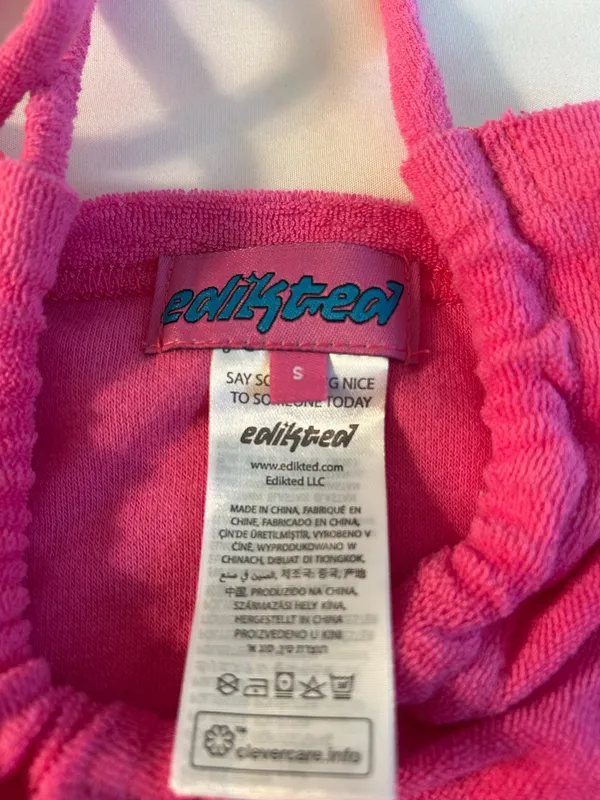 Edikted Pink Terry Cloth Crop Top - Image 4