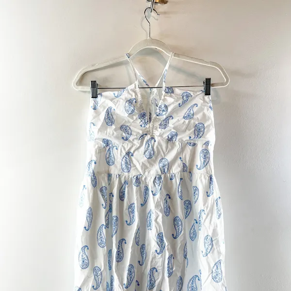 Universal Threads Halter Neck Maxi Dress White Light Blue Paisley Large - Image 6