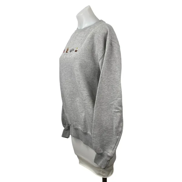 Women's Gray Embroidered USA Flag Cowboy Eagle Long Sleeve Sweatshirt Top Size M - Image 3