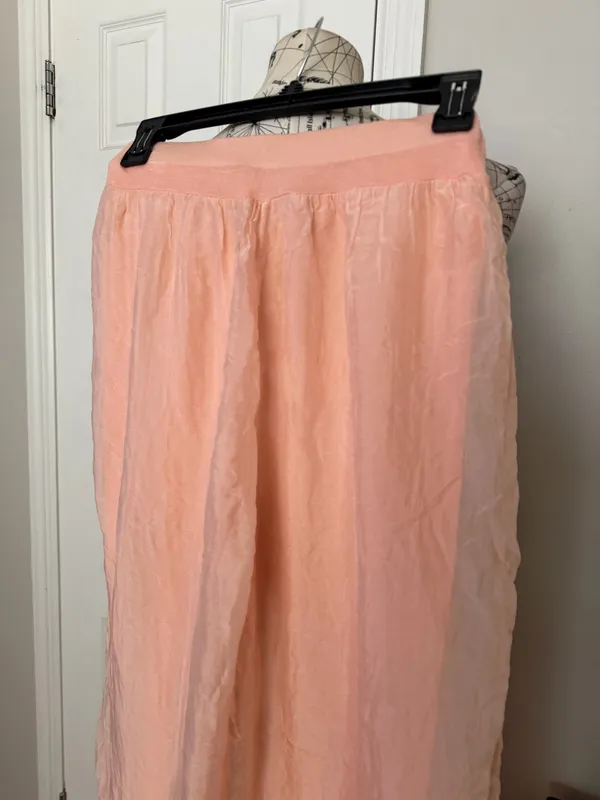 Silk Wide Peach Lounge Pants high-waist sheer chiffon harem gelato color elastic waist sz M - Image 3