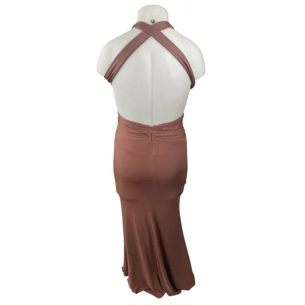 NEW Katie May Blush Pink Sleeveless Halter V Neck Open Back Bridesmaid Dress M - Image 4
