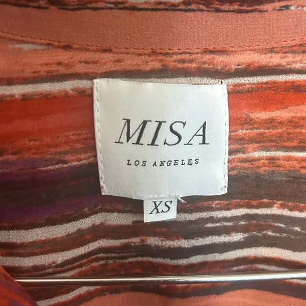 Misa Los Angeles Ofelia Striped Chiffon Long Shirt Dress Size XS - Image 4